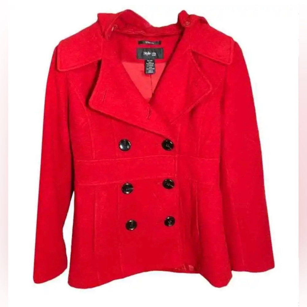 Style & Co Red Pea Coat - NWT